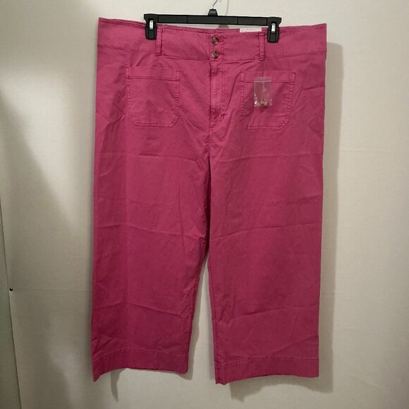 LC Lauren Conrad Womens Size 16W Pink Super High Rise Wide Leg Crop Pants NEW - Picture 1 of 4